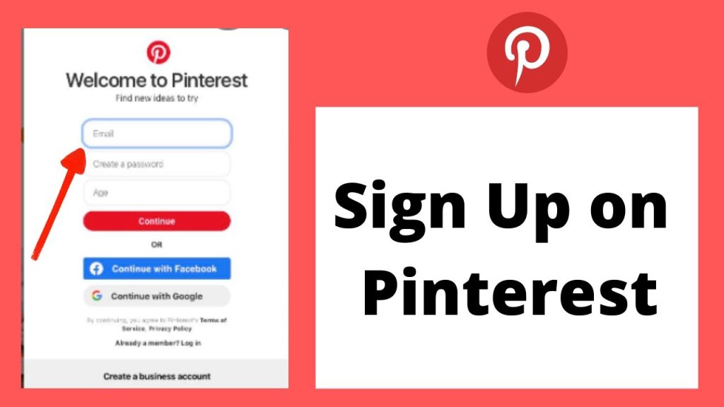 Creating an account on Pinterest