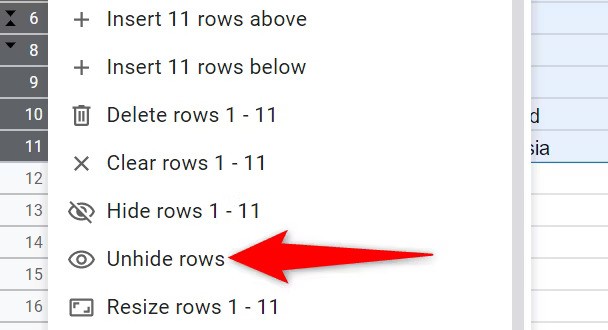 Getting Started with Unhiding Rows